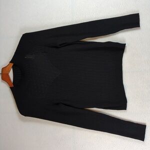 Society 212 Black Mesh Ribbed Mock Neck Long Sleeve Shirt XL